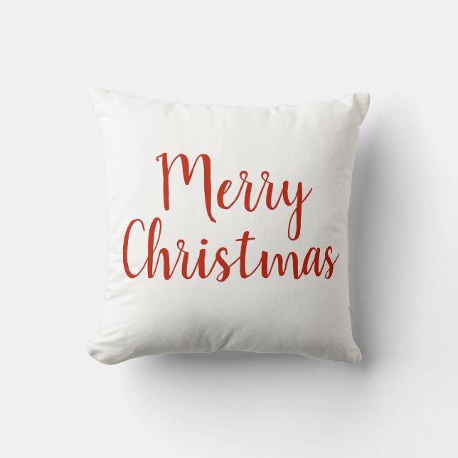 Merry Christmas Red White Holiday Cushion (Front)