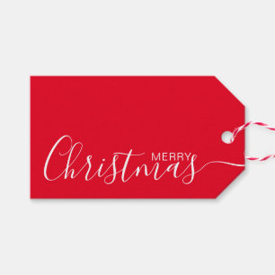 Merry Christmas Red White Minimalist Gift Tags