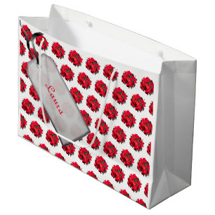 Merry Christmas red / white Poinsettia design Large Gift Bag
