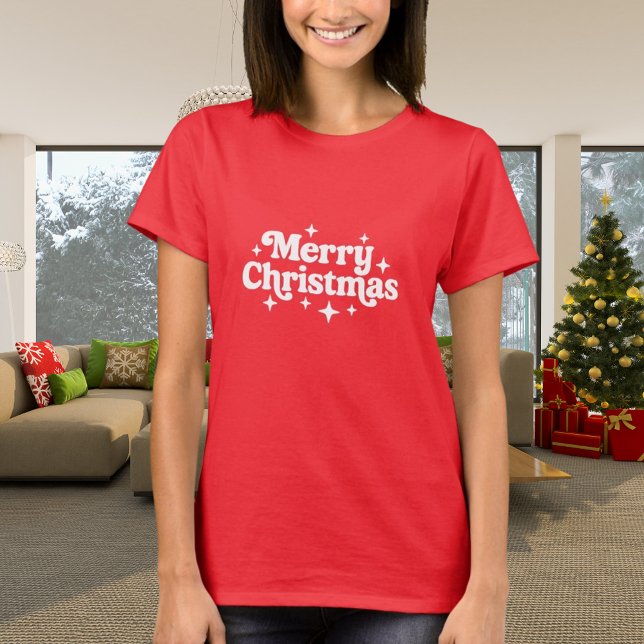 Merry Christmas red white retro T-Shirt (Creator Uploaded)