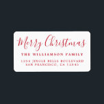 Merry Christmas Red White Return Address Label<br><div class="desc">Add some extra cheer to your holiday cards and invitations with our festive Merry Christmas return address labels. This stylish Christmas design features 'Merry Christmas' in red handwritten chic script calligraphy on a white background. Simply add your name and address. Exclusively designed for you by Happy Dolphin Studio. If you...</div>