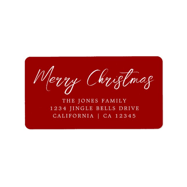 Merry Christmas Red White Return Address Label (Front)