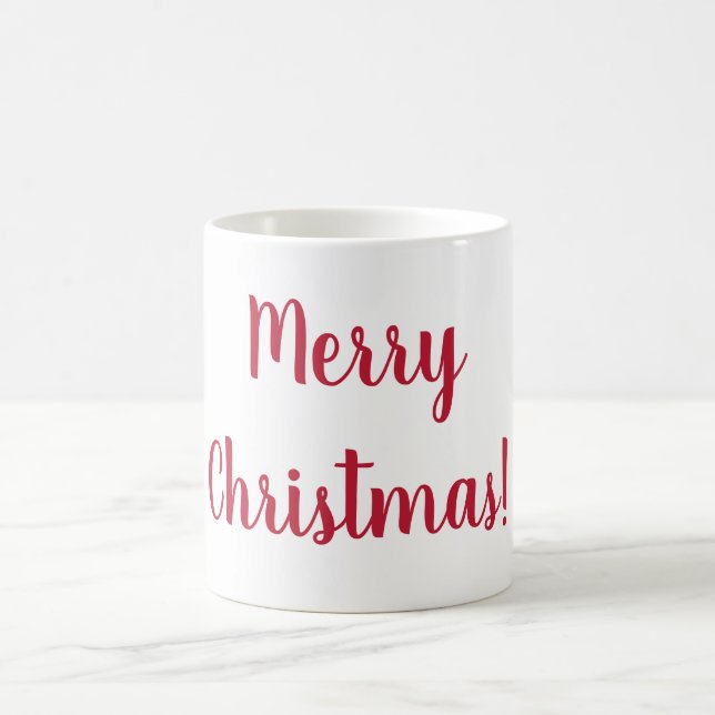 Merry Christmas Red & White Script Typography Coffee Mug (Center)