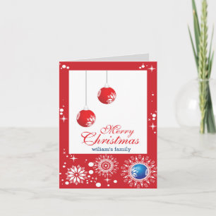 Merry Christmas Red & White Snowflakes Holiday Card