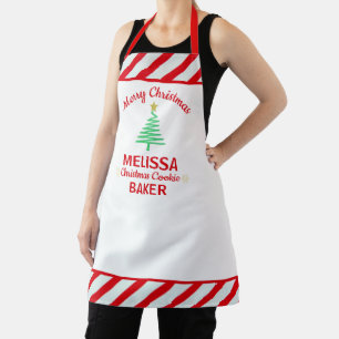 Merry Christmas Red & White Stripes Candy Cane  Apron