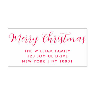 Merry Christmas Red White Typography  Self-inking Stamp