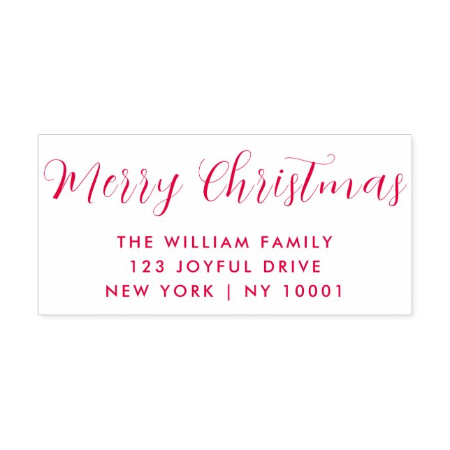 Merry Christmas Red White Typography  Self-inking Stamp (Design)