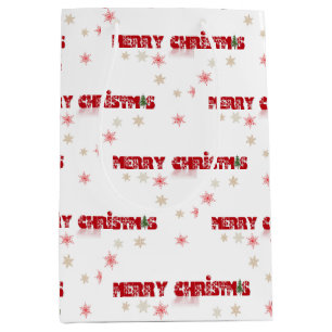 Merry Christmas Reflection On White Medium Gift Bag