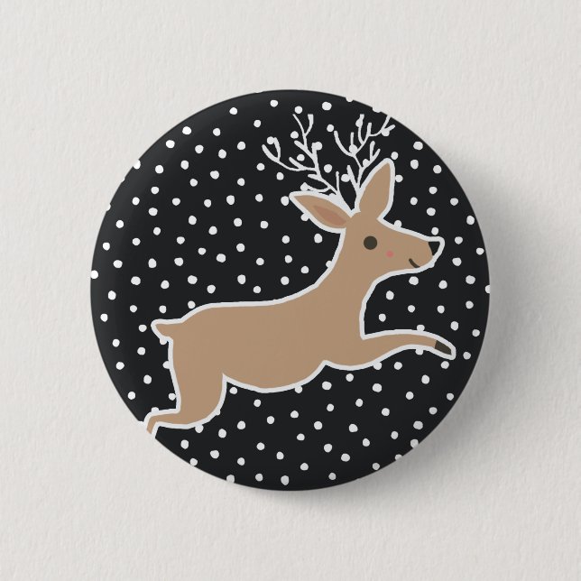 Merry Christmas - Reindeer 6 Cm Round Badge (Front)