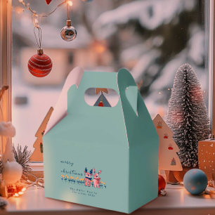 Merry Christmas – Reindeer & Bunny on Teal Favour Box
