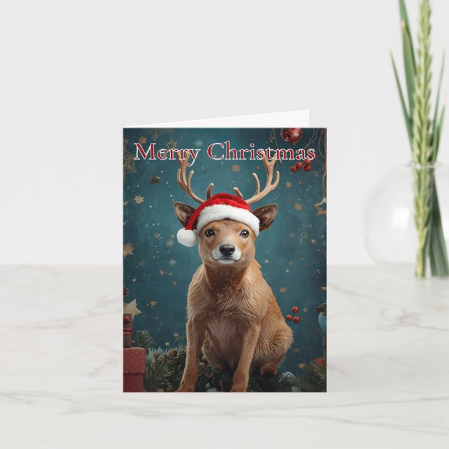 Merry Christmas Reindeer Christmas Card (Front)