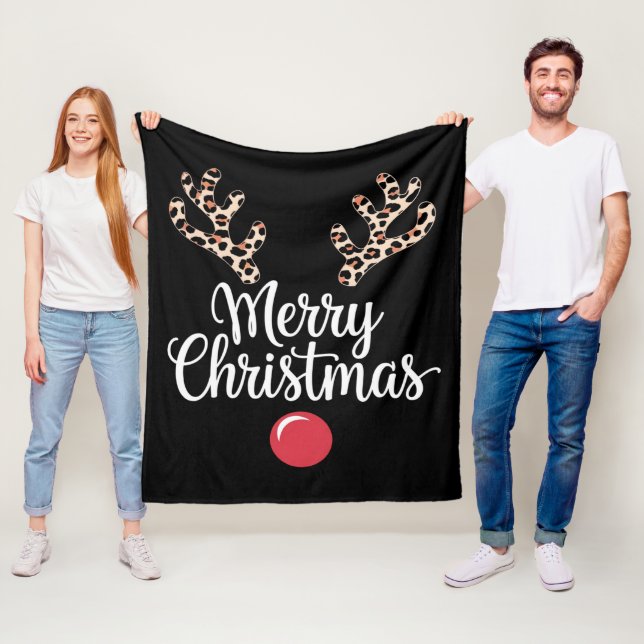Merry Christmas Reindeer Christmas Family Gift Fleece Blanket (In Situ)