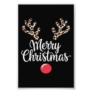 Merry Christmas Reindeer Christmas Family Gift Photo Print
