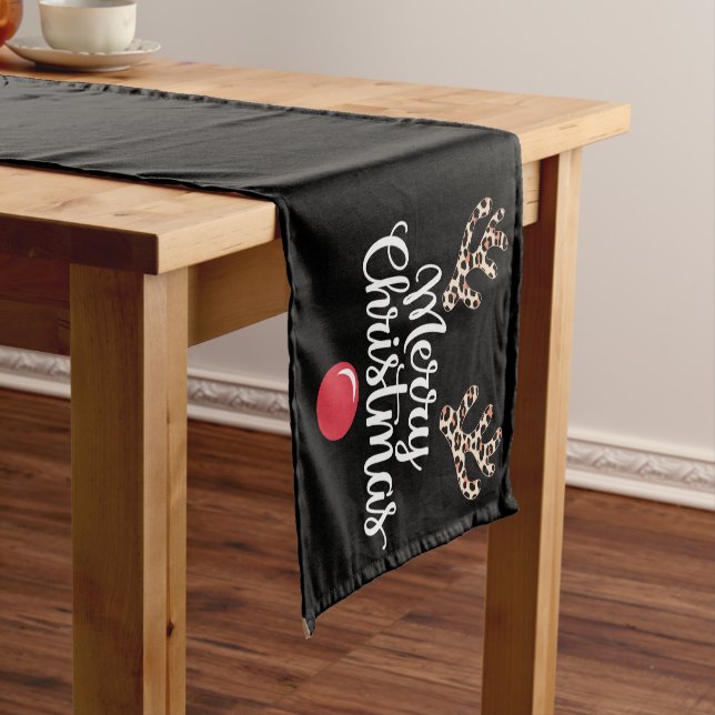 Merry Christmas Reindeer Christmas Family Gift Short Table Runner (In Situ)
