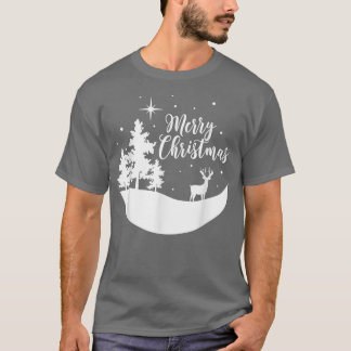 Merry Christmas Reindeer Christmas Tree Snow Merry T-Shirt
