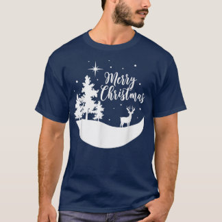 Merry Christmas Reindeer Christmas Tree Snow Merry T-Shirt