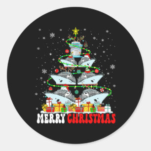 Merry Christmas Reindeer Elf Santa Cruise Ships Xm Classic Round Sticker