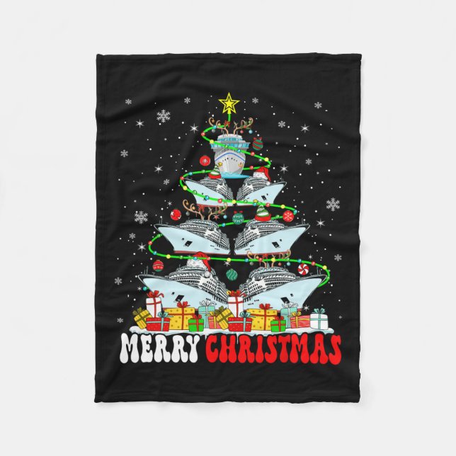 Merry Christmas Reindeer Elf Santa Cruise Ships Xm Fleece Blanket (Front)