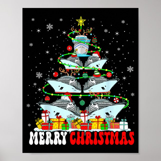 Merry Christmas Reindeer Elf Santa Cruise Ships Xm Poster (Front)