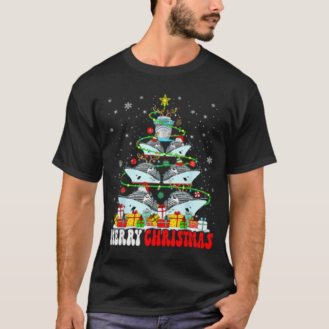 Merry Christmas Reindeer Elf Santa Cruise Ships Xm T-Shirt (Front)