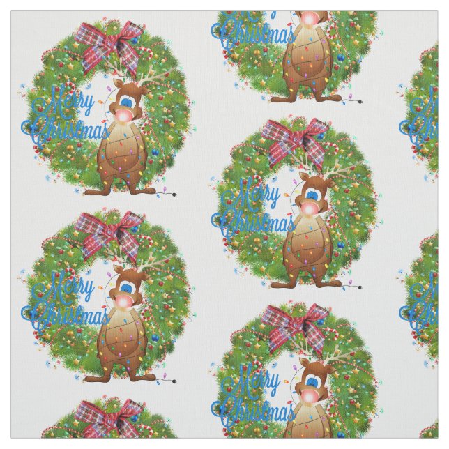 merry christmas reindeer fabric (Swatch)