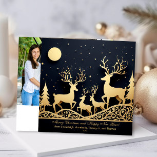 Merry Christmas Reindeer Family Photo Holiday Card