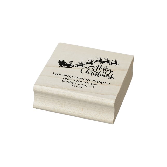Merry Christmas Reindeer Family Rubber Stamp (Stamp)