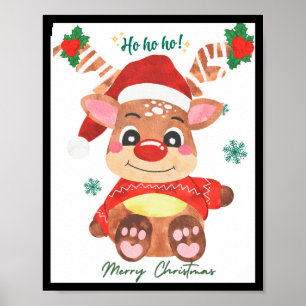 Merry Christmas Reindeer Festive Fun Toddler  Poster
