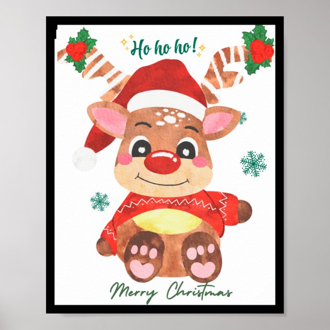 Merry Christmas Reindeer Festive Fun Toddler  Poster (Front)