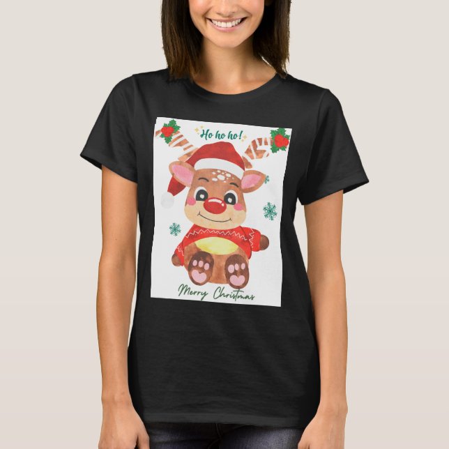 Merry Christmas Reindeer Festive Fun Toddler  T-Shirt (Front)