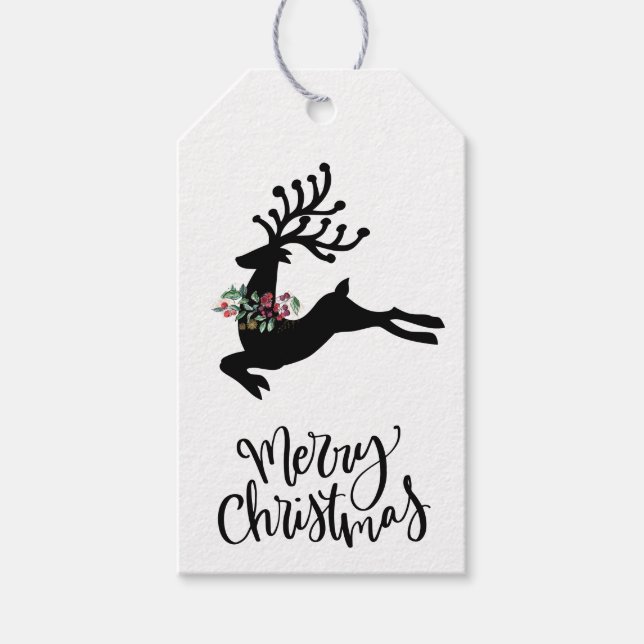 Merry Christmas Reindeer  Gift Tags (Front)