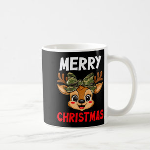 Merry Christmas Reindeer Girls Kids Camo Bow Pajam Coffee Mug