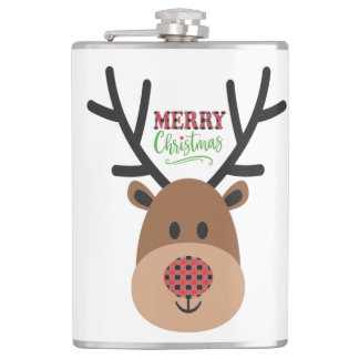 Merry Christmas Reindeer Hip Flask