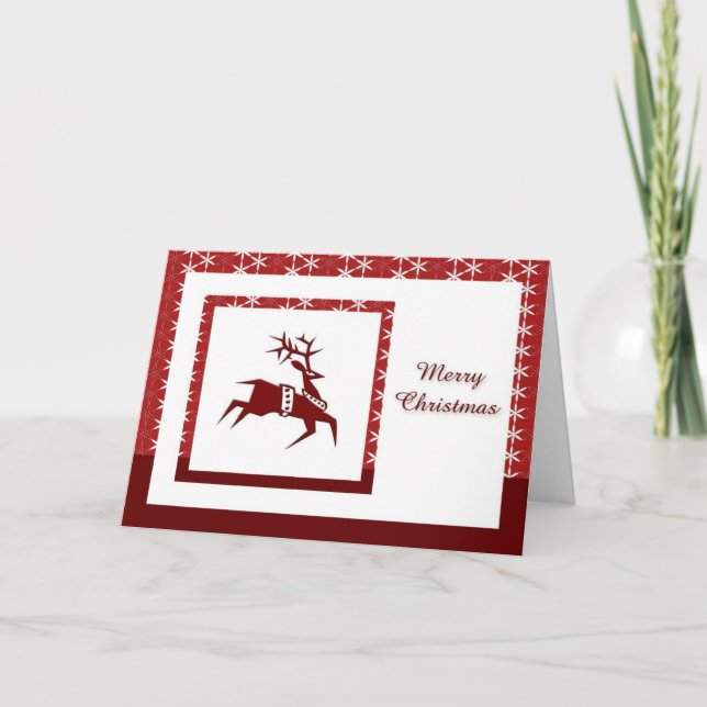 Merry Christmas Reindeer Holiday Card (Front)