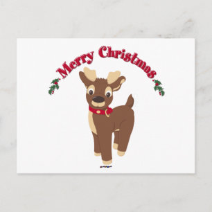 Merry Christmas Reindeer Holiday Postcard
