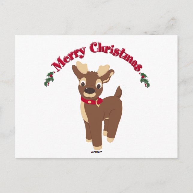 Merry Christmas Reindeer Holiday Postcard (Front)
