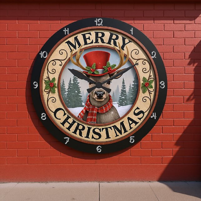 Merry Christmas Reindeer Large Clock (Creator Uploaded)