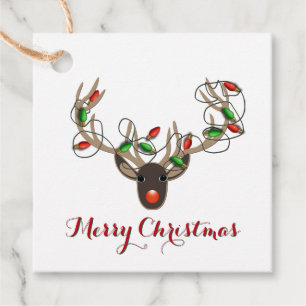 Merry Christmas Reindeer Lights Gift Tag