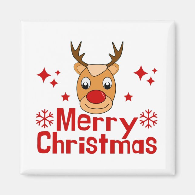 Merry Christmas Reindeer Magnet (Front)