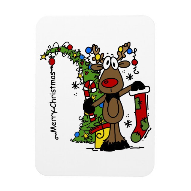 Merry Christmas Reindeer Magnet (Vertical)