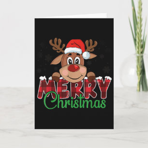 Merry Christmas Reindeer Men Women Family Matching Card