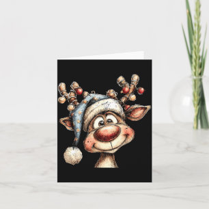 Merry Christmas Reindeer Men Women Family Matching Card