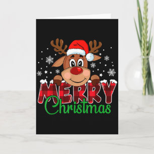 Merry Christmas Reindeer Men Women Family Matching Card
