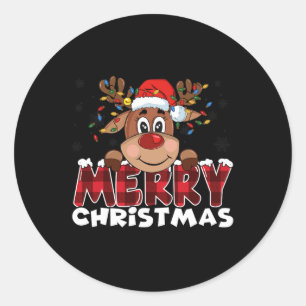 Merry Christmas Reindeer Men Women Family Matching Classic Round Sticker