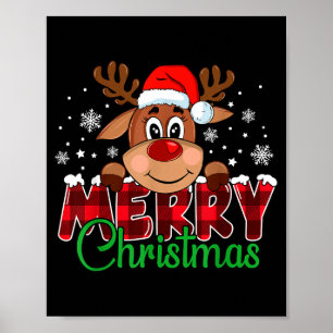 Merry Christmas Reindeer Men Women Family Matching Poster