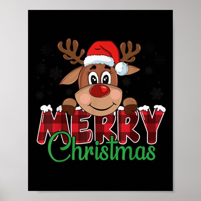 Merry Christmas Reindeer Men Women Family Matching Poster (Front)