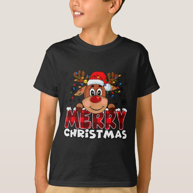 Merry Christmas Reindeer Men Women Family Matching T-Shirt (Front)