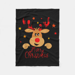 Merry Christmas Reindeer Men Women Kids Matching R Fleece Blanket