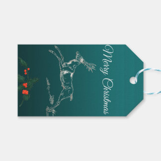 Merry Christmas Reindeer & Mistletoe    Gift Tags