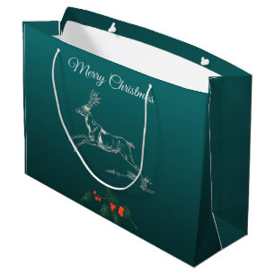 Merry Christmas Reindeer & Mistletoe Large Gift Bag